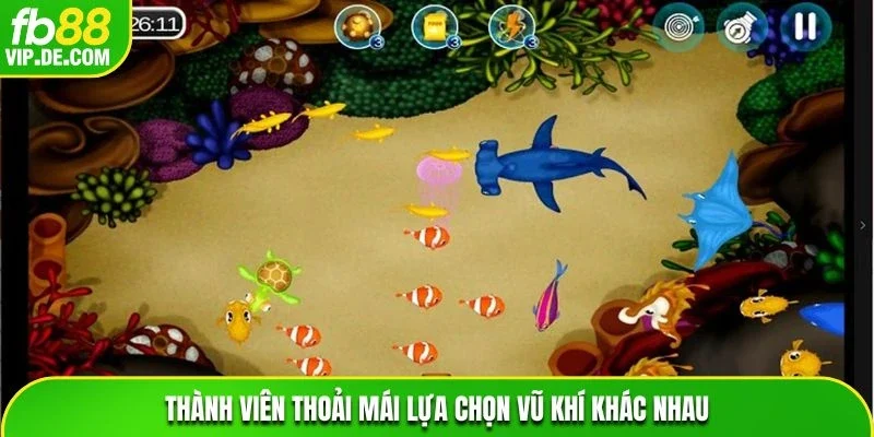 Thành viên thoải mái lựa chọn vũ khí khác nhau