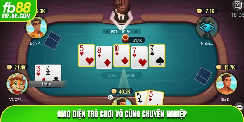 Trò chơi game bài đều có giao diện chỉn chu